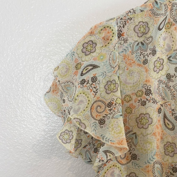 Vintage Y2K Sheer Floral Babydoll Top Dainty Lace, Flutter Sleeve H&M 14 - Picture 8 of 14